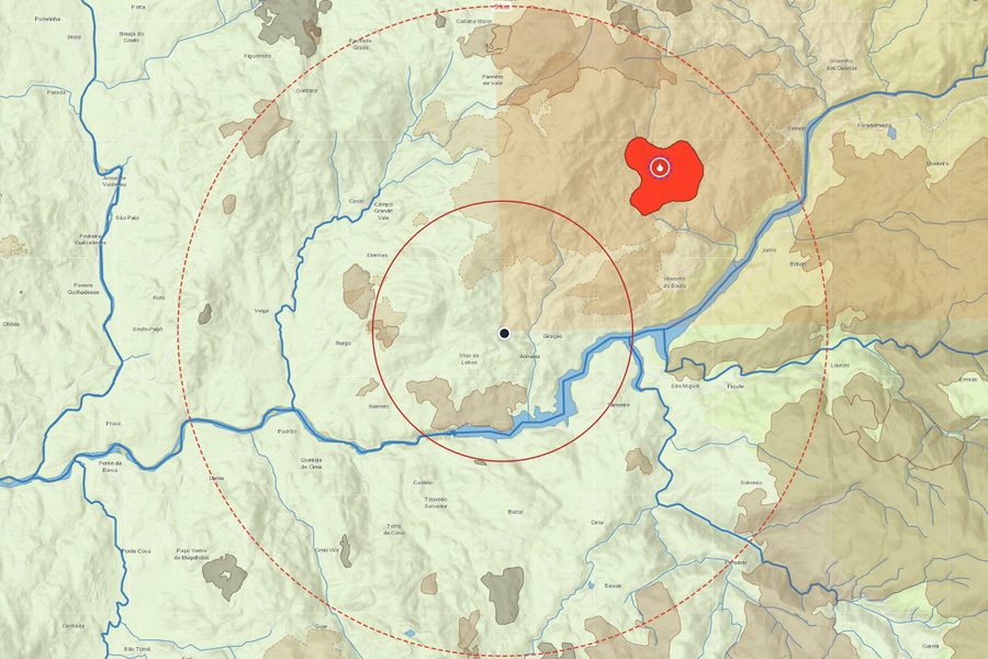 Vigia fire map around the land