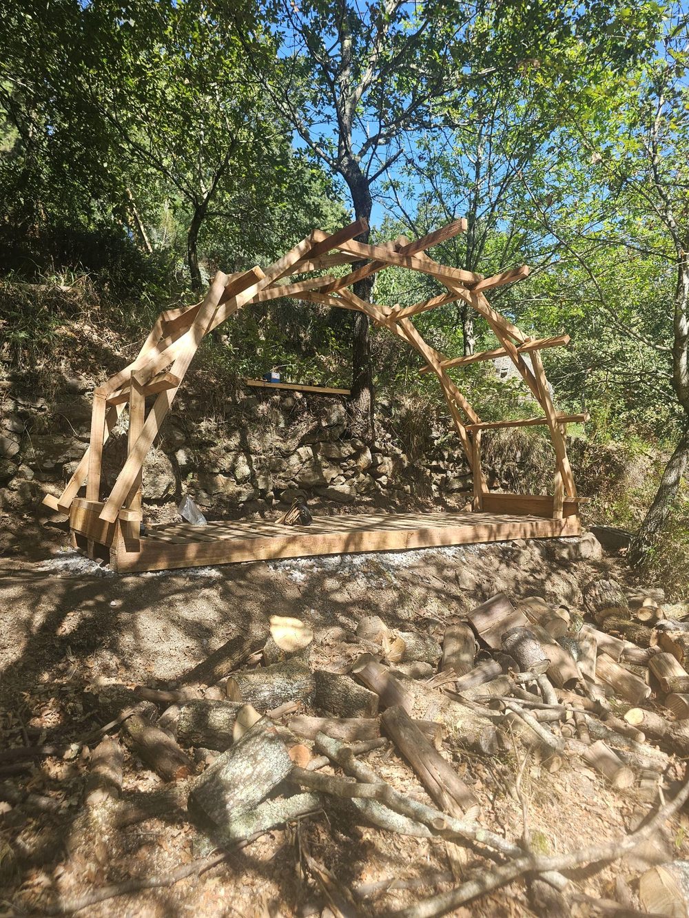 The arch frame seen from the side, showing the bars weaving over and under one another